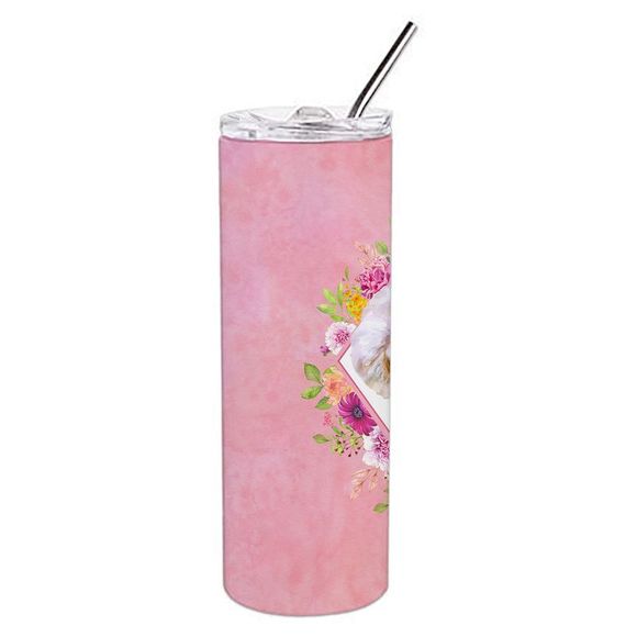 Bichon Fris? #1 Pink Flowers Stainless Steel 20 oz Skinny Tumbler - Picture 2 of 4